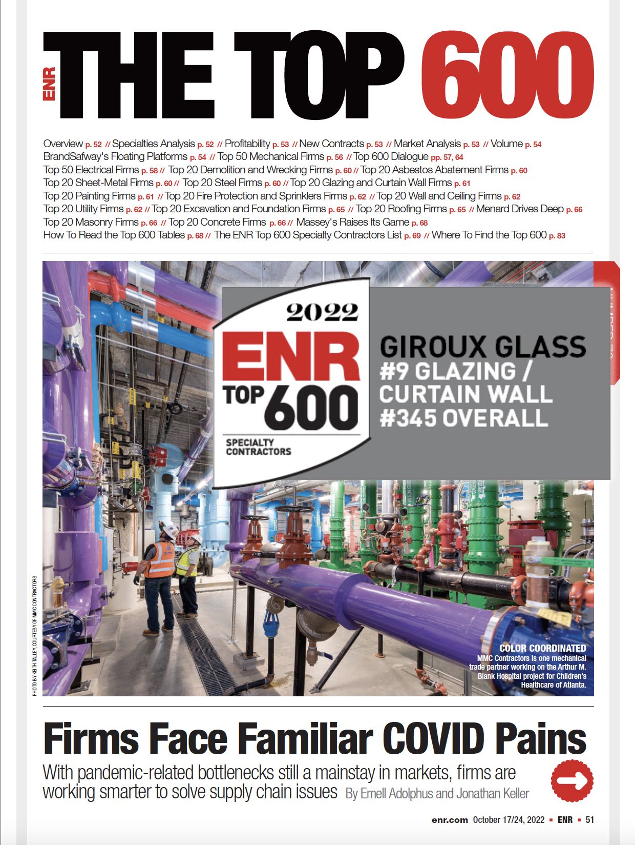 ENR Top 600 for 2022 – Names Giroux Glass 9th in Top 20 Glazers Nationwide