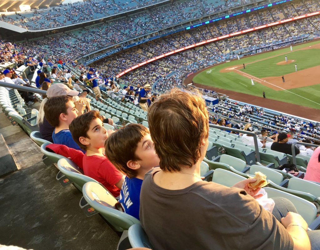 Giroux Glass attends a Los Angeles Dodgers game