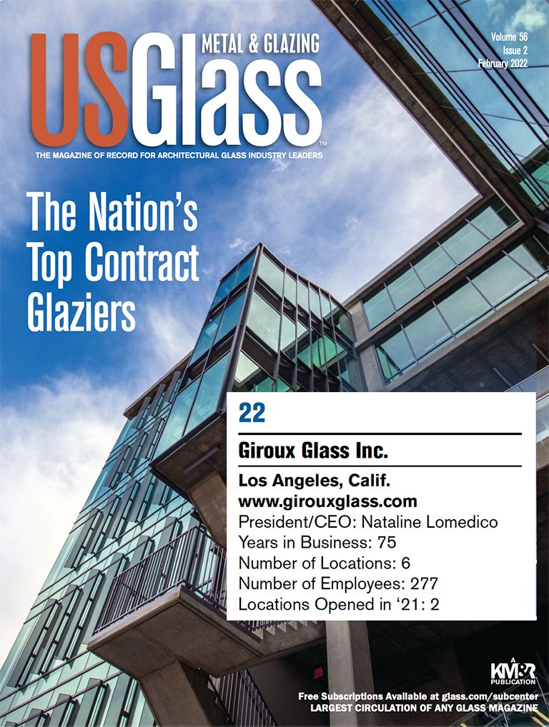 USGlass Top 50 Glaziers – Giroux Glass Earns #22 Spot