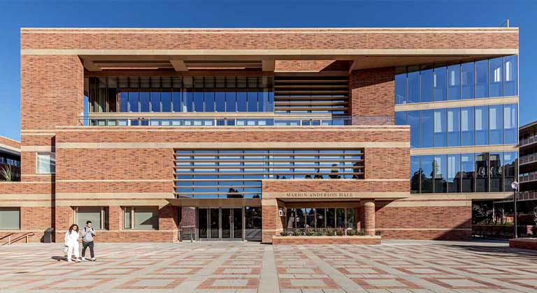 Example of curtain wall seen here at UCLA’s Marion Anderson Hall, Los Angeles, CA