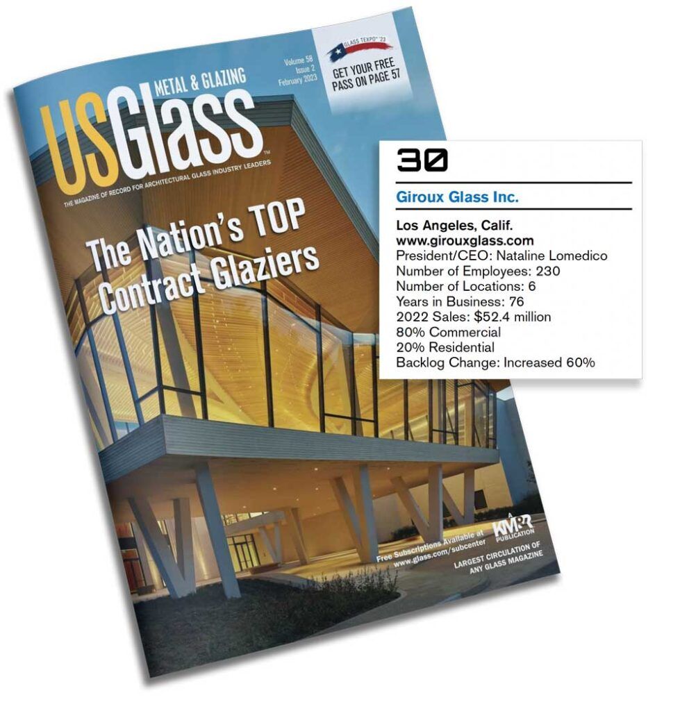USGlass Magazine’s 2023 Listing of the Nation’s Top 50 Contract Glaziers